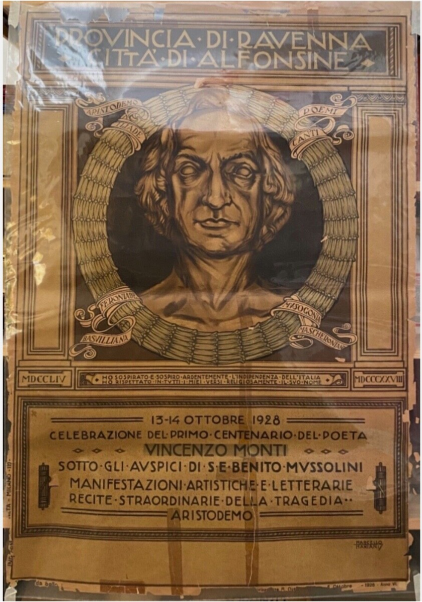 ALFONSINE RAVENNA MANIFESTO CELEBRATIONS FIRST CENTENARY V.MONTI B.M. 1928 ALFONSINE RAVENNA MANIFESTO CELEBRATIONS FIRST CENTENARY V.MONTI B.M. 1928