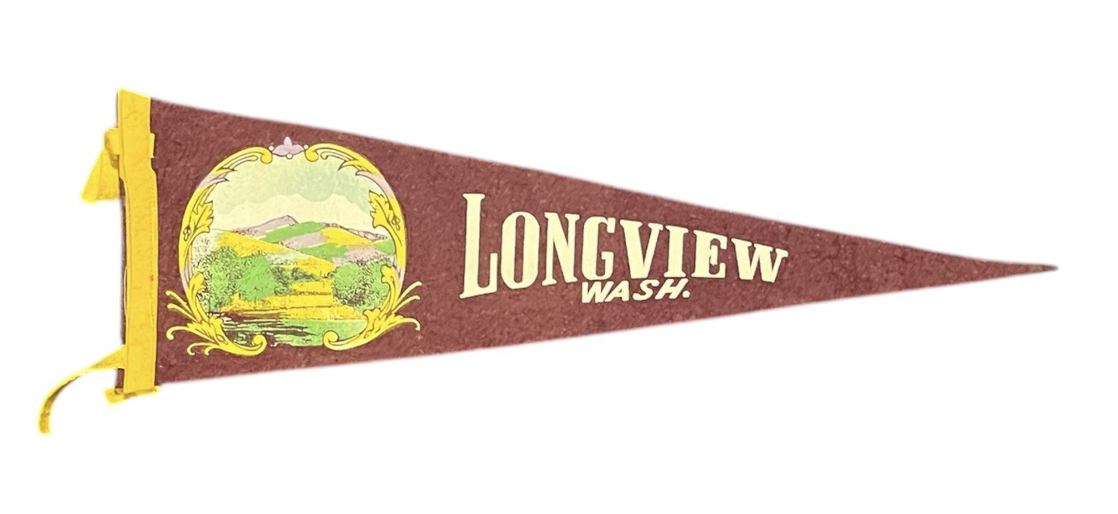 Vintage Longview Washington Souvenir Felt Pennant with Colorful Graphic