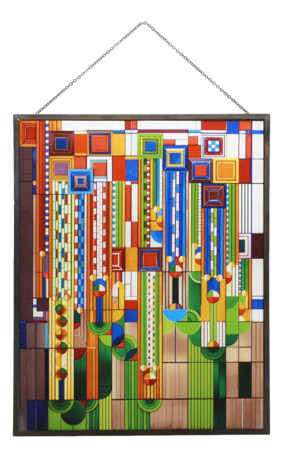 Ebros Frank Lloyd Wright Metal Framed Saguaro Cactus Flowers Stained Glass Ar... Ebros Frank Lloyd Wright Metal Framed Saguaro Cactus Flowers Stained Glass Ar...