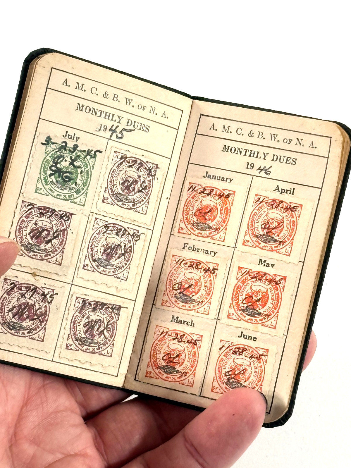 vtg 1940\'s Amalgamated Meat Cutters Butcher Workmen Union Stamp Book vtg 1940\'s Amalgamated Meat Cutters Butcher Workmen Union Stamp Book