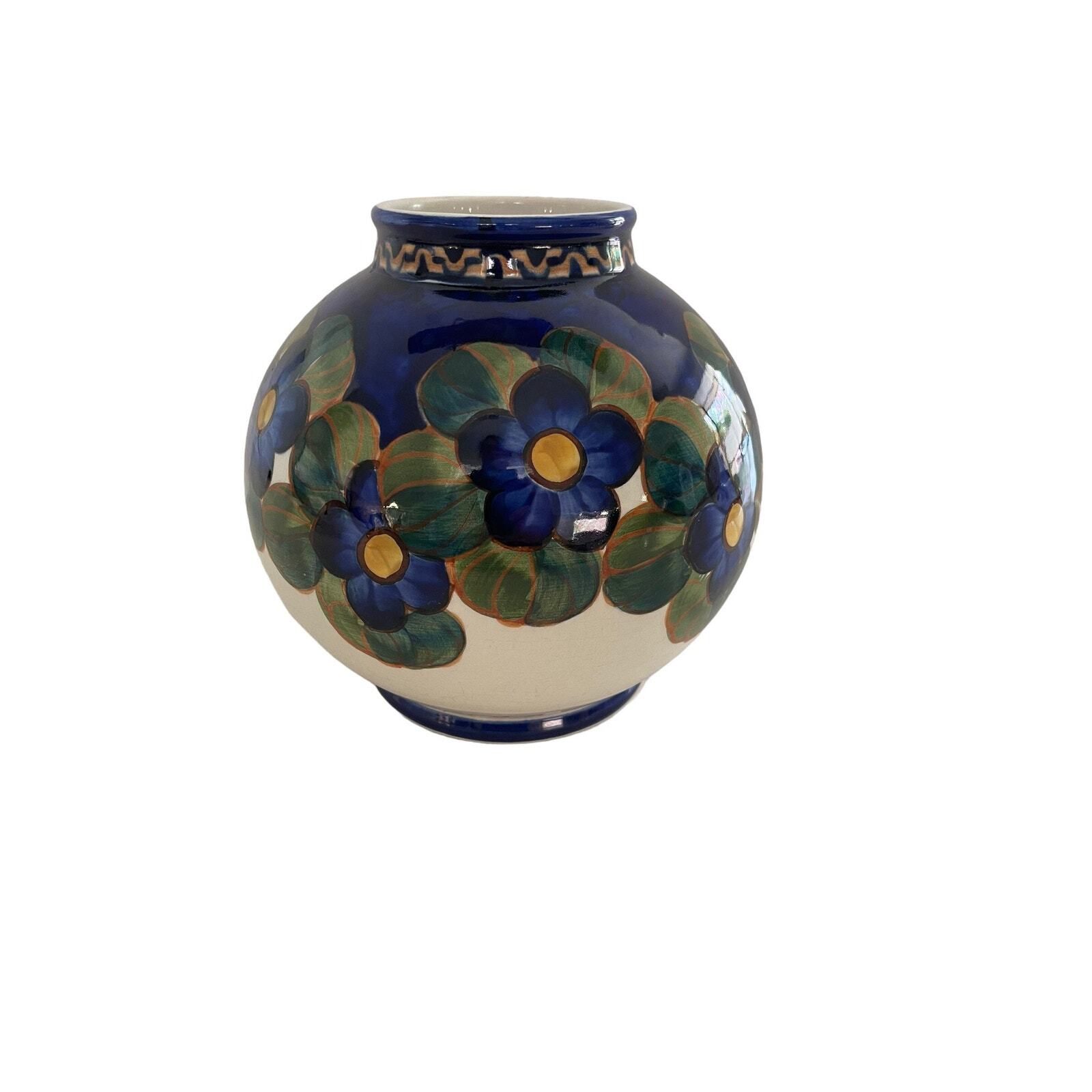 Royal Copenhagen Danish Aluminia Faience Vase with Hand-Painted Flowers #838/431 Royal Copenhagen Danish Aluminia Faience Vase with Hand-Painted Flowers #838/431