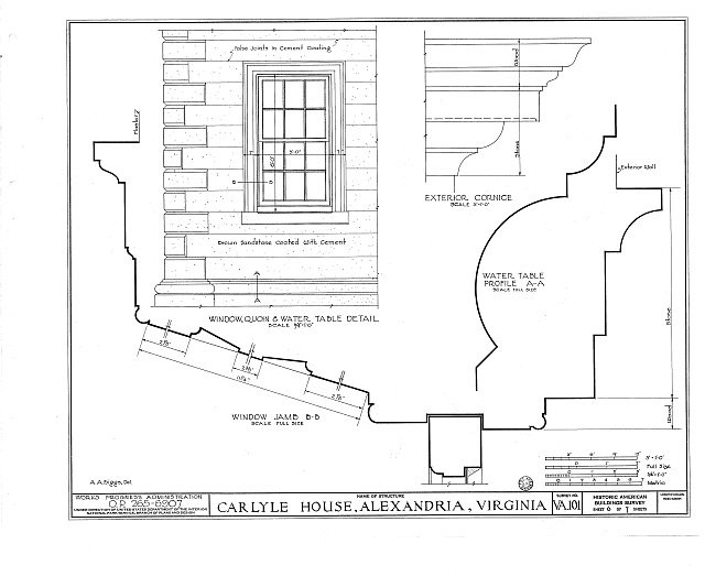 Photo:Alexandria Virginia 1930s Carlyle House architectural detail drawing