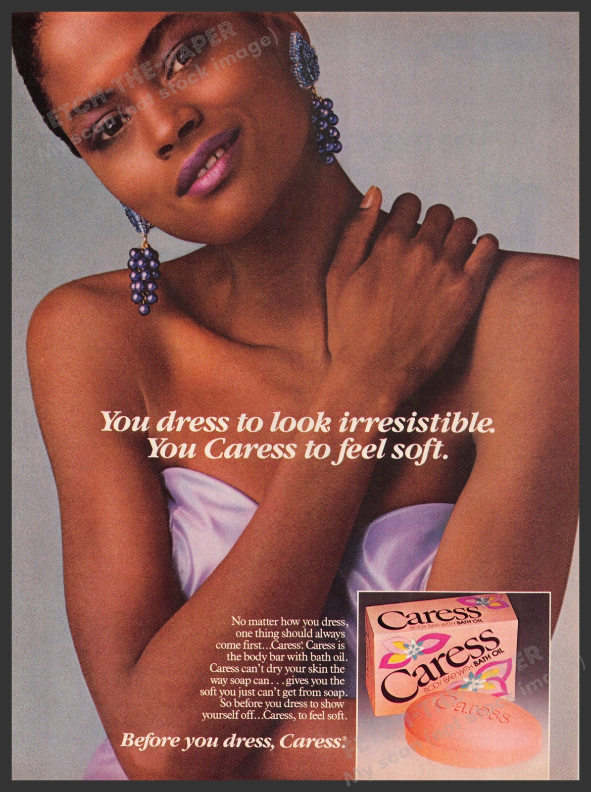 Caress 1980s Print Advertisement Ad 1987 Bar Soap \
