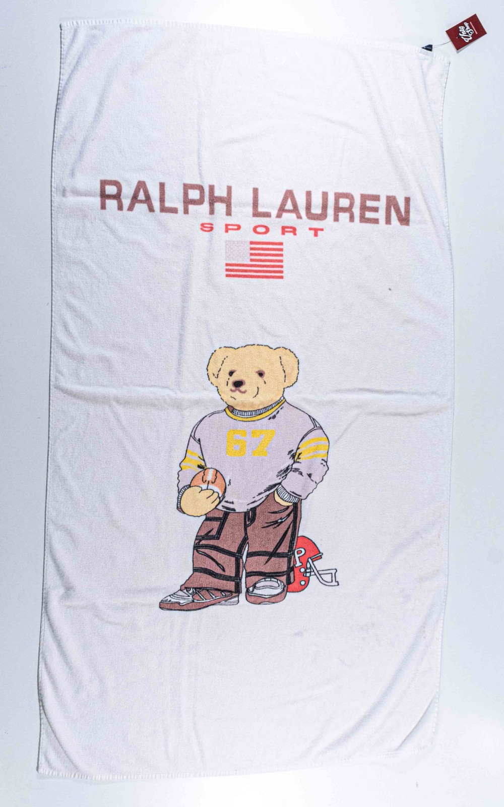 VTG 90s Polo Sport Ralph Lauren Football Bear Beach Towel Faded Sunwashed 62x33 VTG 90s Polo Sport Ralph Lauren Football Bear Beach Towel Faded Sunwashed 62x33