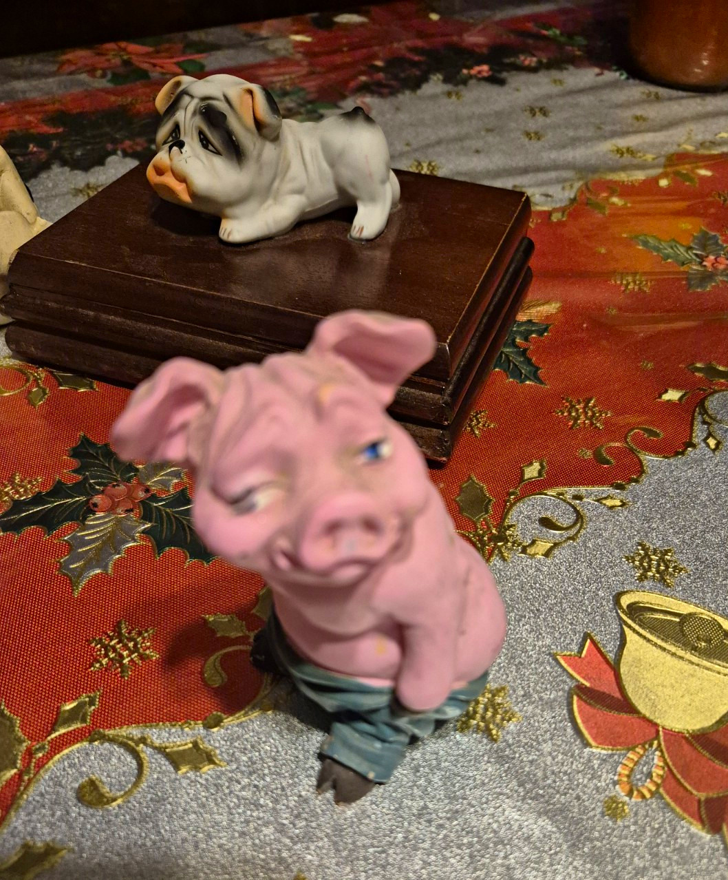 Lot of 3 Ceramic Pink Pig Figurines Piglet & Pig Head Trinket Box Unboxed