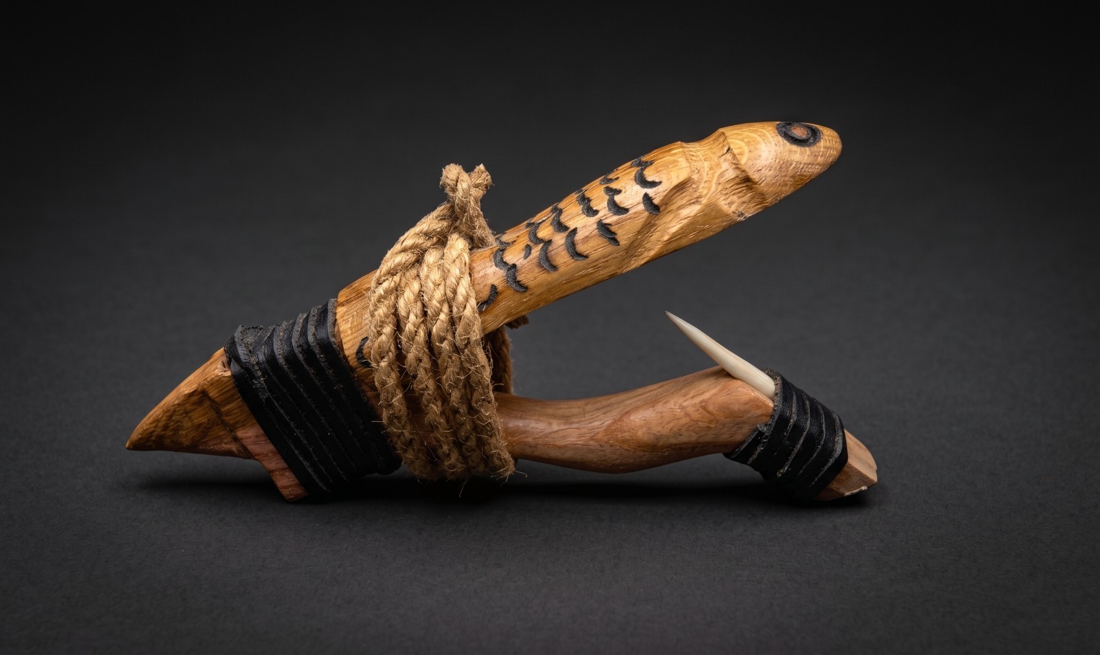 Fish Totem Halibut Hook, Northwest Coast Rustic Art Design 3