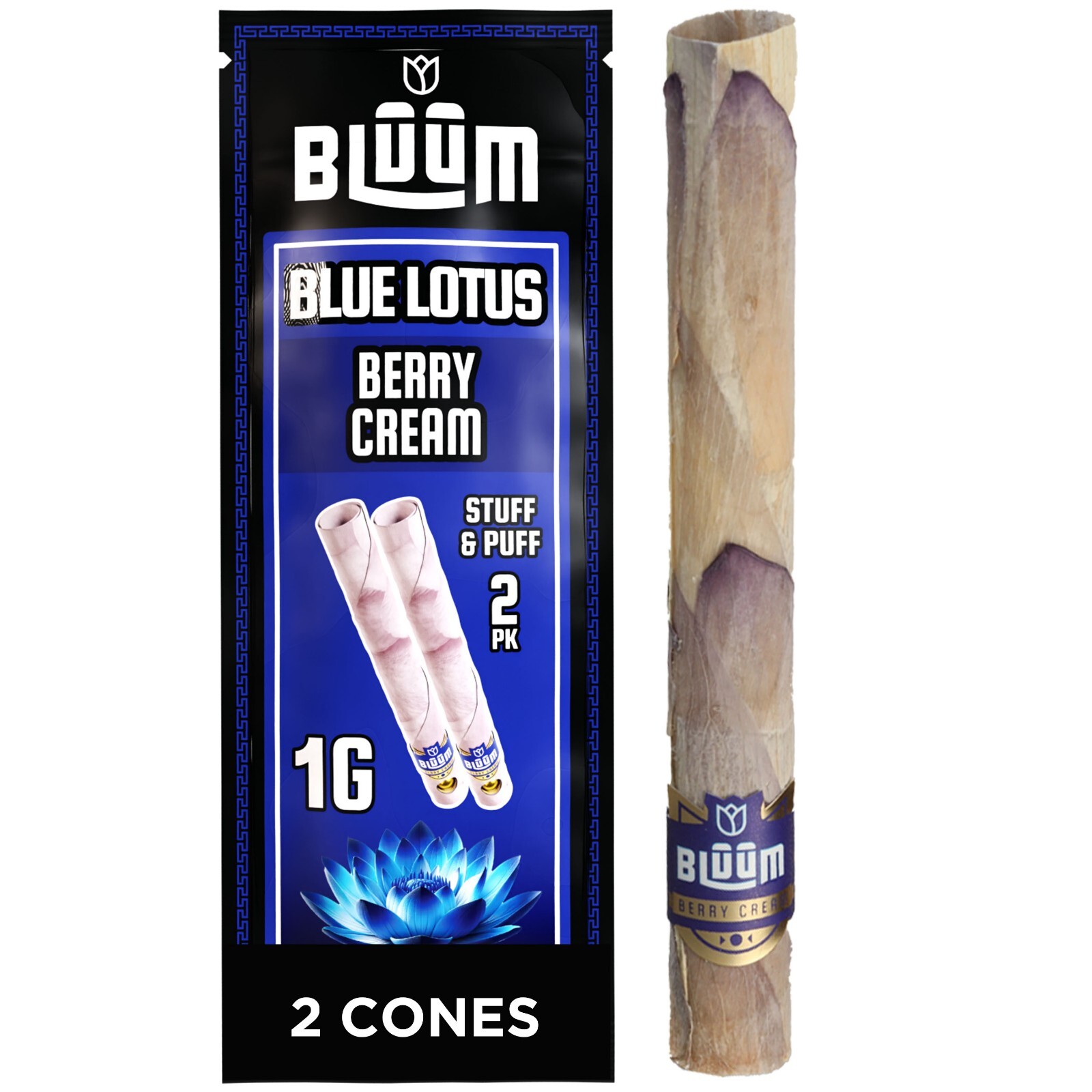 BLUUM | Blue Lotus Cone | Berry Cream | Flower Petal Prerolled Cone | 2 Rolls BLUUM | Blue Lotus Cone | Berry Cream | Flower Petal Prerolled Cone | 2 Rolls