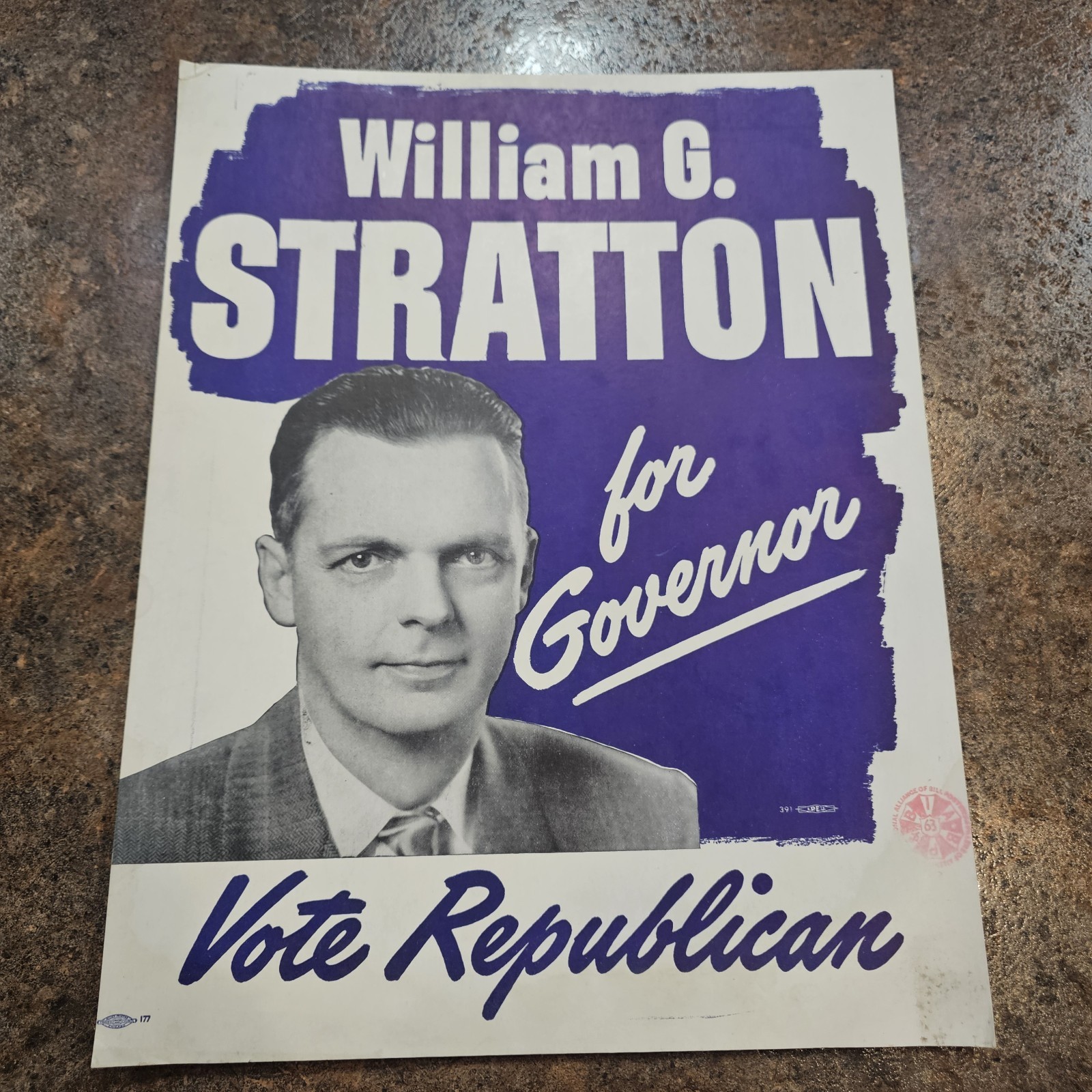 William G. Stratton For Governor Political Campaign Poster Vintage William G. Stratton For Governor Political Campaign Poster Vintage