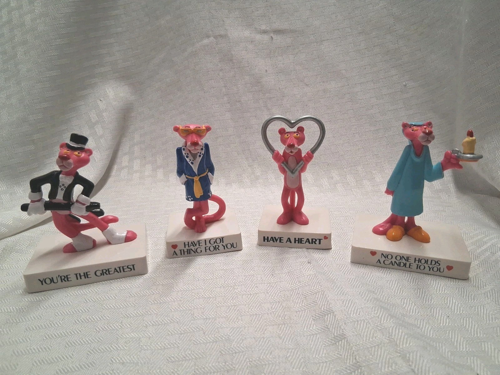 Vtg. 1989 Pink Panther Love message figurines Lot of 4 PVC Figurines