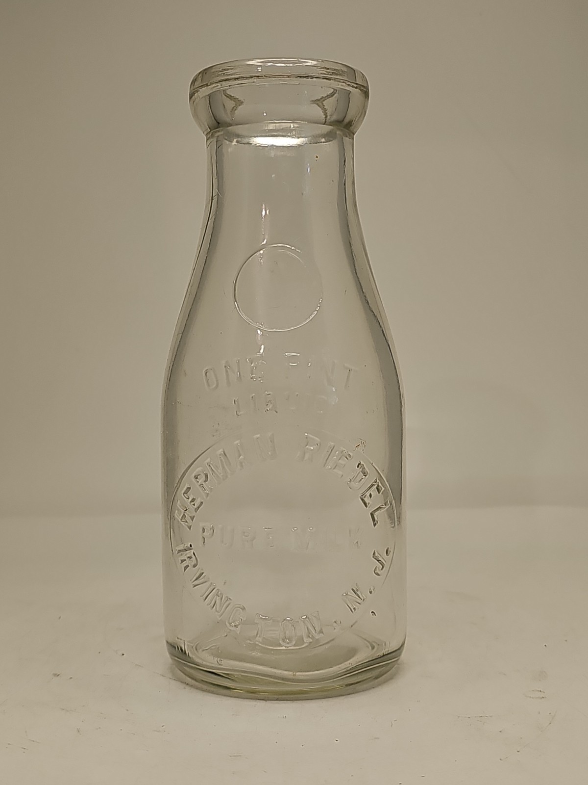 TREP Milk bottle Herman Riedel Irvington NJ N.J.New Jersey 