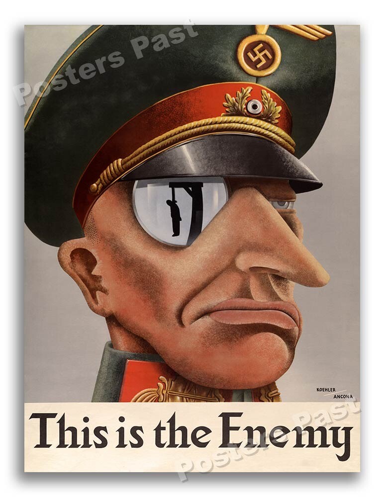 1940s “This is the Enemy” WWII Historic Propaganda War Poster - 24x32