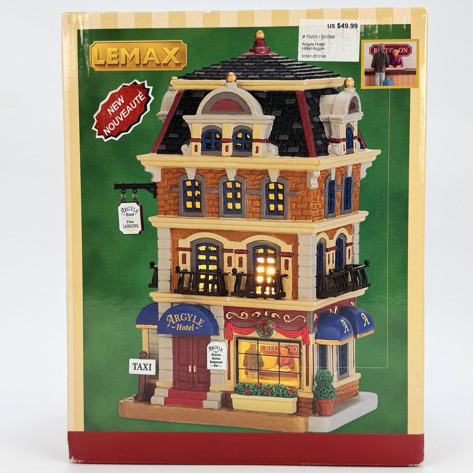 Lemax Argyle Hotel 75225 Lighted Christmas Village Building NOS Retired