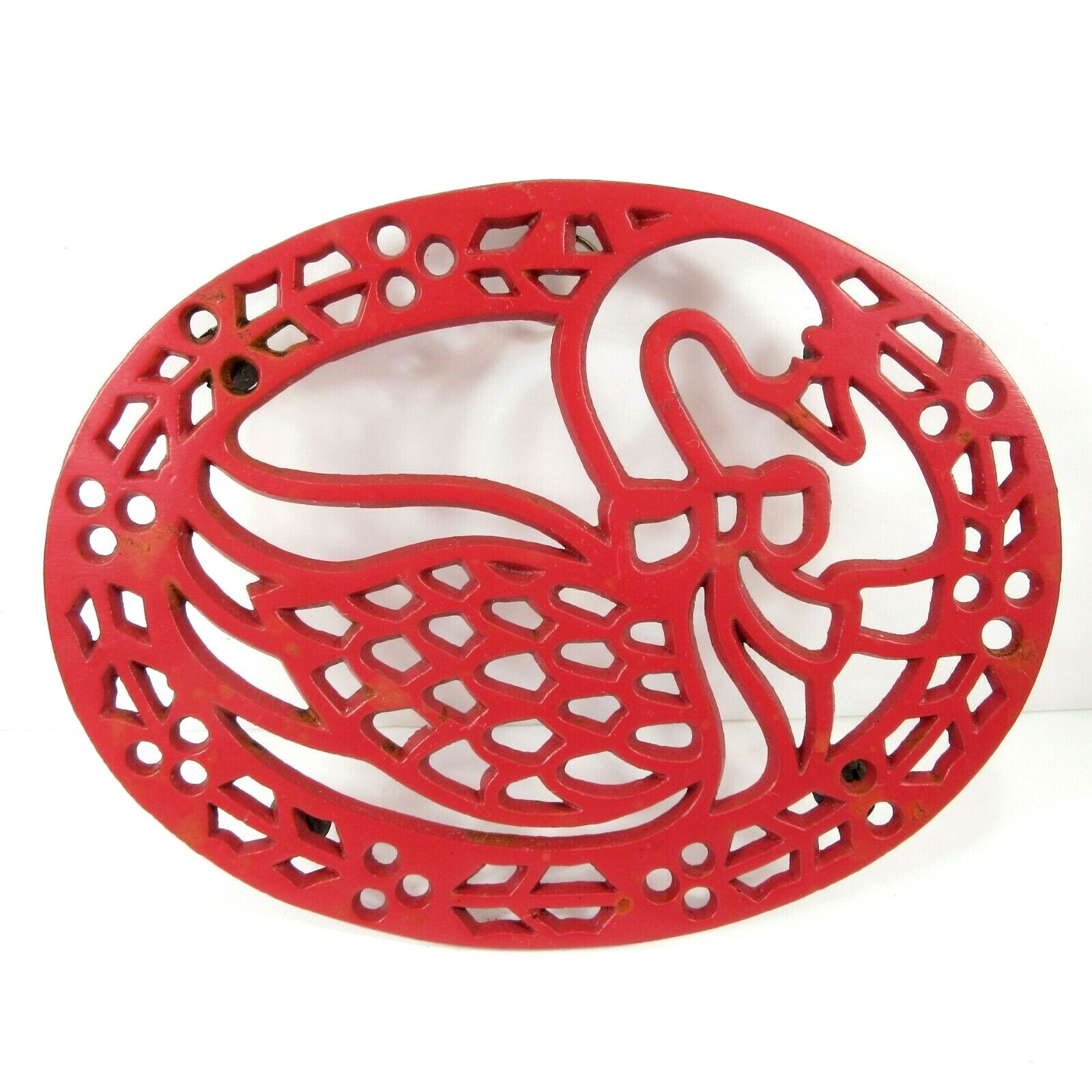 Goose Swan Duck Red Cast Iron Trivet Hot Plate Farmhouse Cottagecore