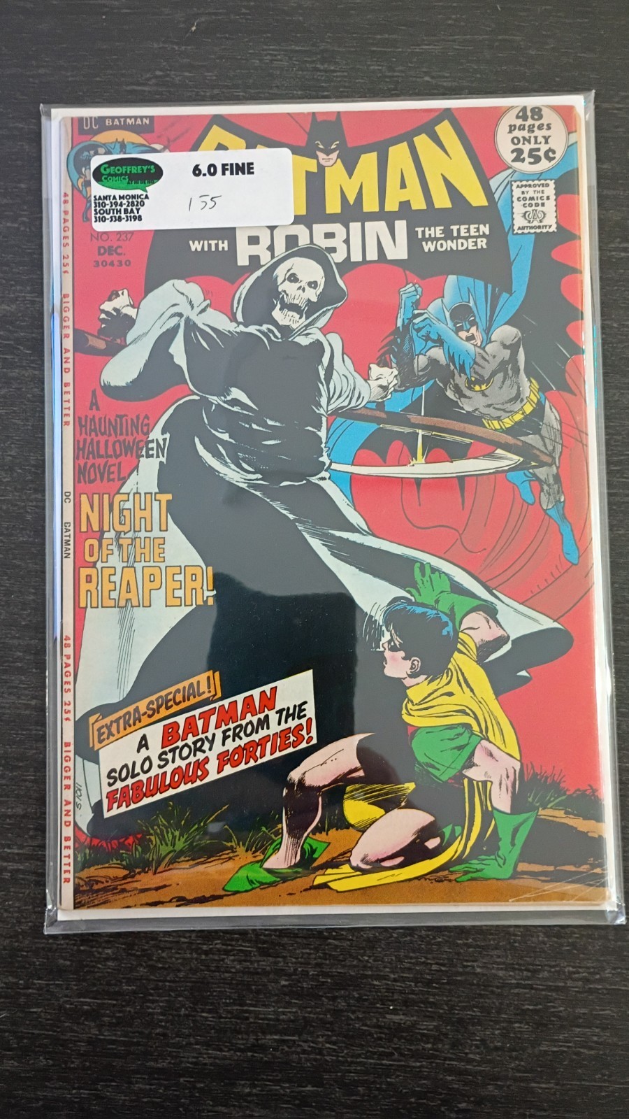 Vintage comic book BATMAN #237 DC 1971 Grim Reaper/Death Neal Adams art 6.0
