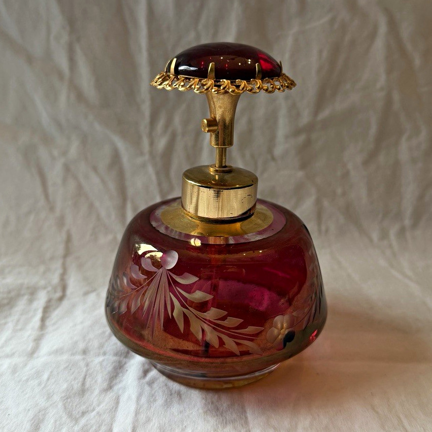 Vintage DeVilbiss Cranberry Red Perfume Bottle