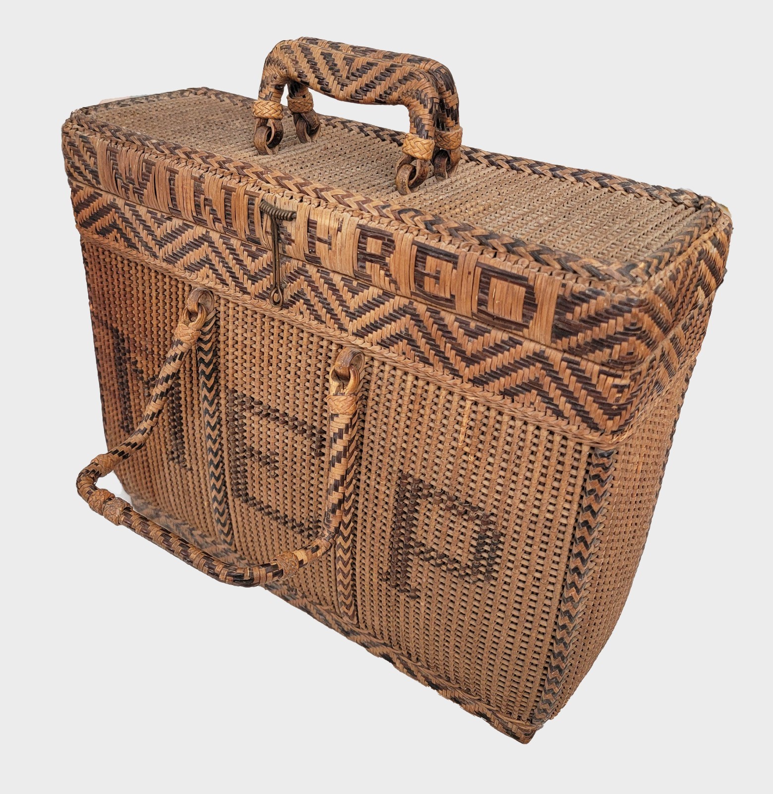 Antique Handwoven Tiruray Tribe BASKET Suitcase Custom Lettering 