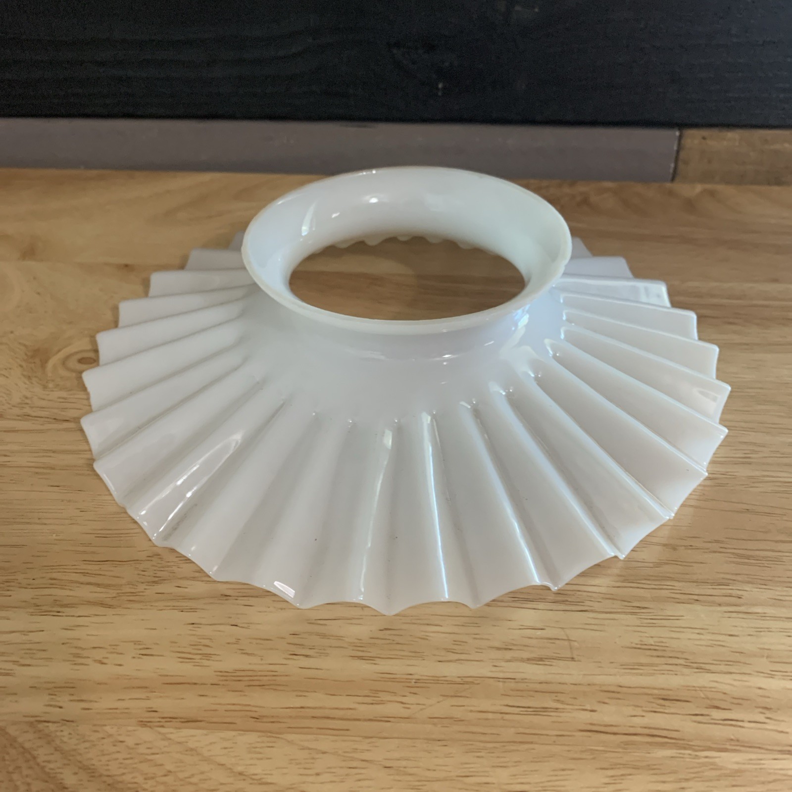 Antique White Milk Glass Ruffled Petticoat Reflector Shade