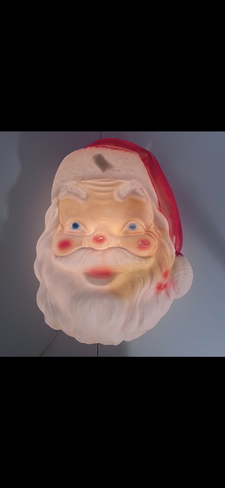 1968 Empire Blow Mold Lighted Santa Claus Head  17” Christmas Condition Issues 