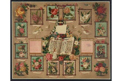 Louisville KY 1890 Our Family Chromolithograph Flowers Family Tree Girl