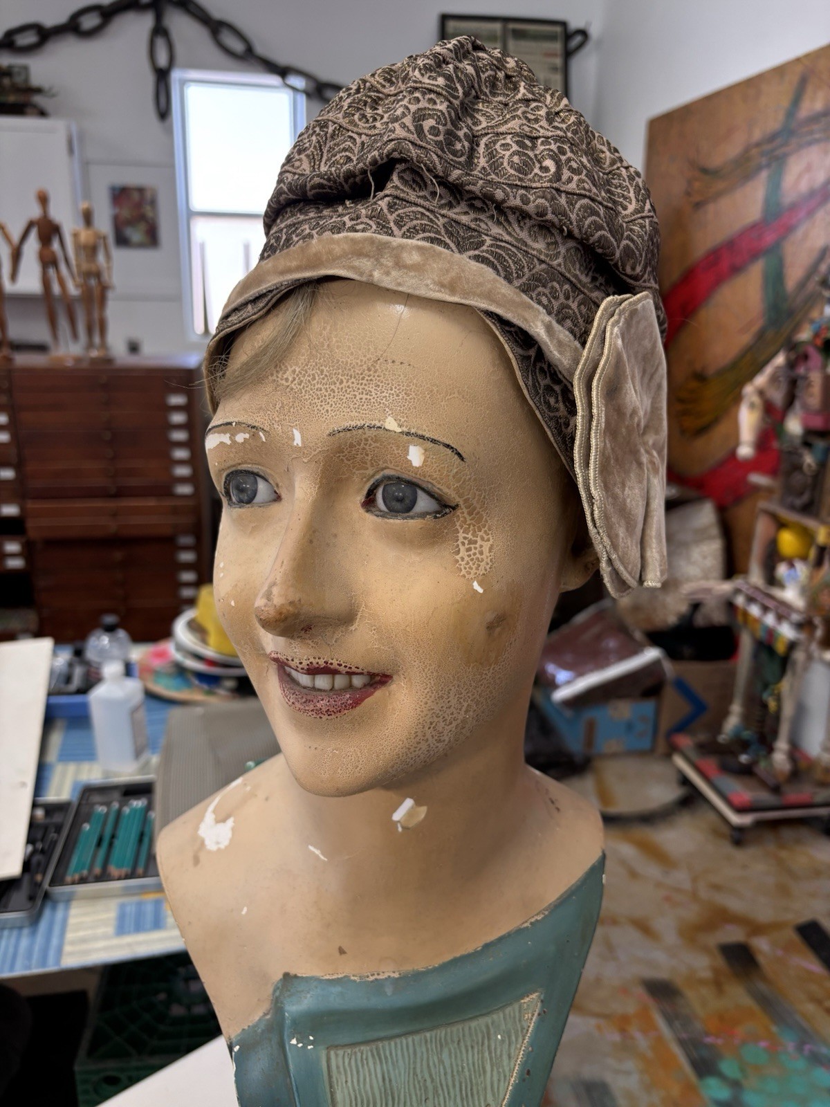Countertop Mannequin Head, Art Deco 1920/30s French German super Rarity $2250 Countertop Mannequin Head, Art Deco 1920/30s French German super Rarity $2250