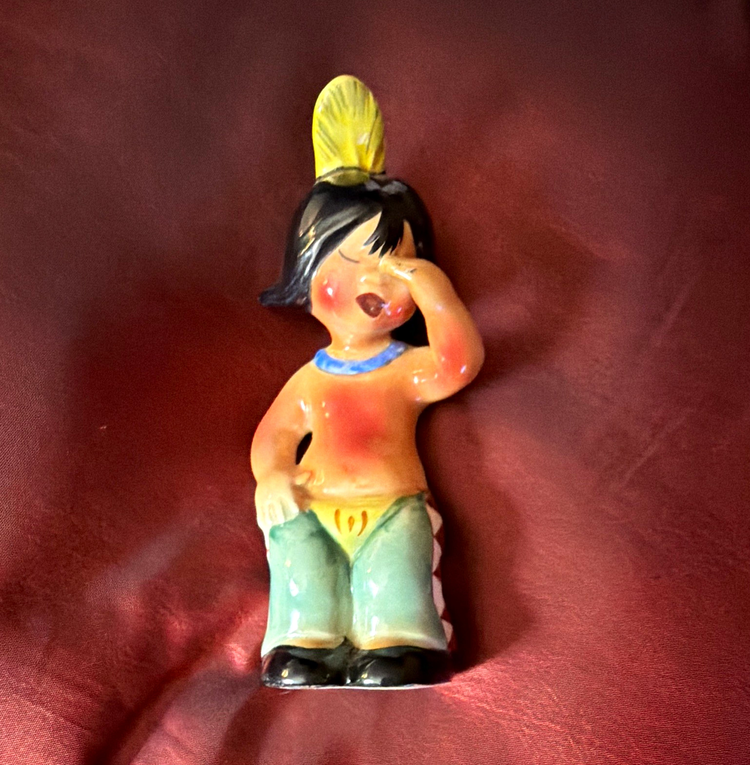 Vintage 1950s PY Japan Ceramic Native American Child Figurine - Mold 396 - Mint Vintage 1950s PY Japan Ceramic Native American Child Figurine - Mold 396 - Mint