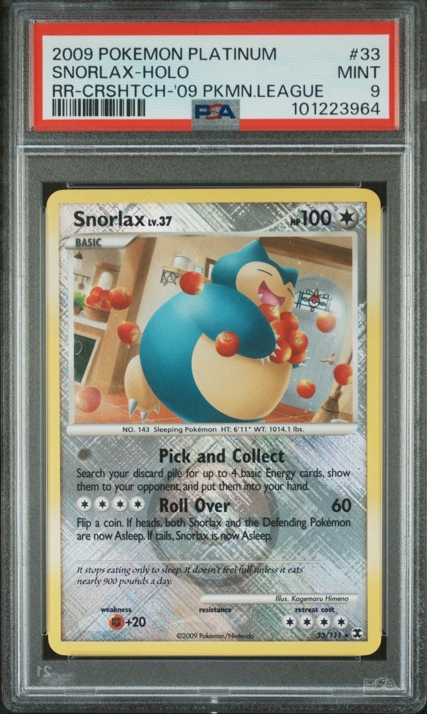 2009 Pokemon SNORLAX Lv.37 - 33/111 - Crosshatch Holo - Rising Rivals - PSA 9 2009 Pokemon SNORLAX Lv.37 - 33/111 - Crosshatch Holo - Rising Rivals - PSA 9