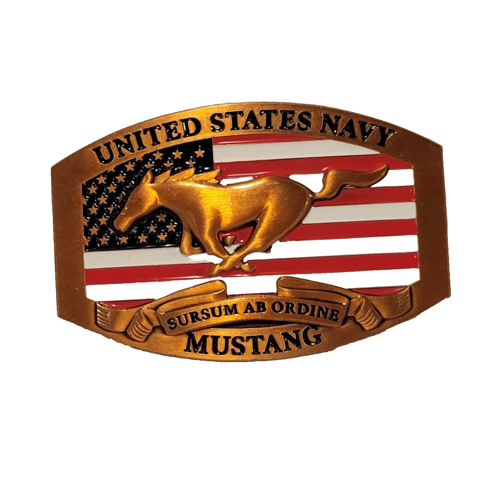 United States Navy Mustang Officer Belt Buckle - 4 Colors Available - 3D Logo