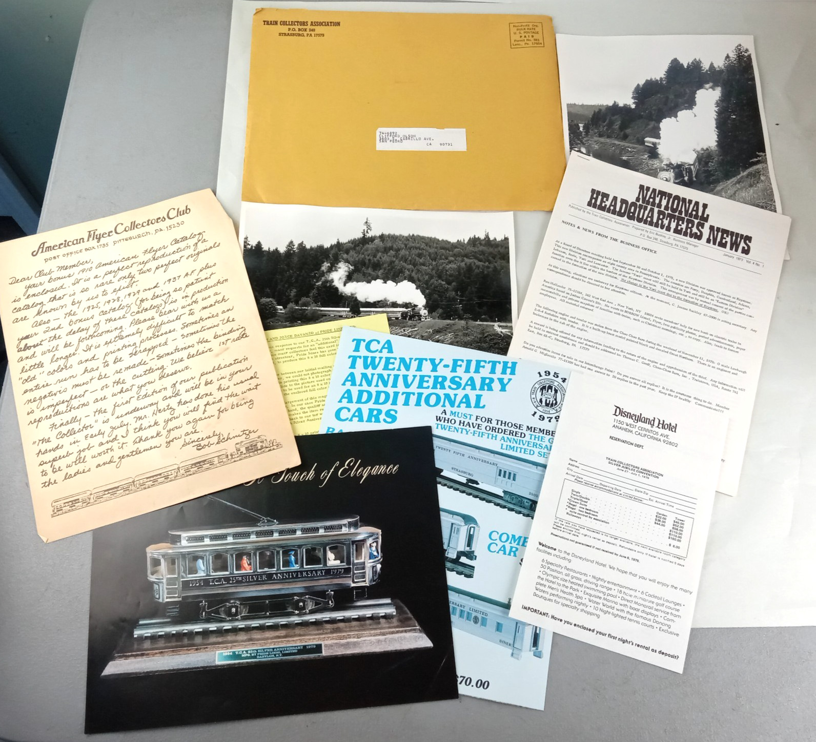 Vintage TCA Train Collector\'s Association Ephemera with Original Envelope 1970\'s