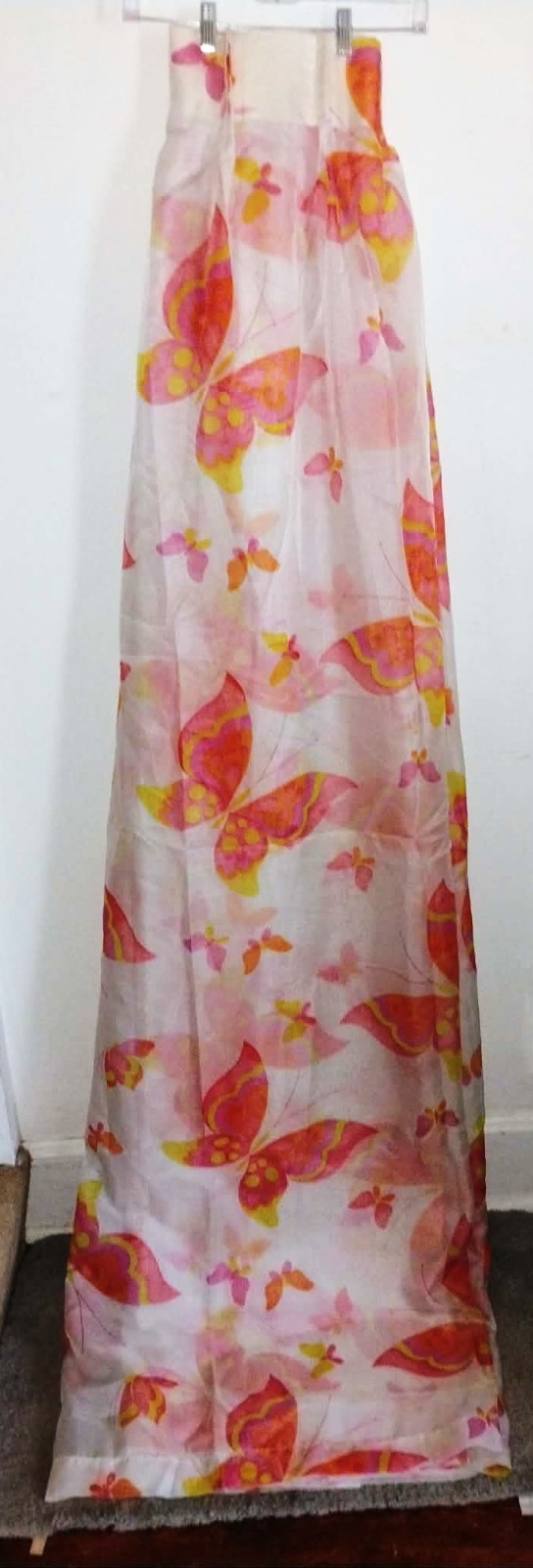 Vintage 70s Mod Groovy Semi Sheer Butterfly Curtains-Fabric Bundle 8 Long Panels