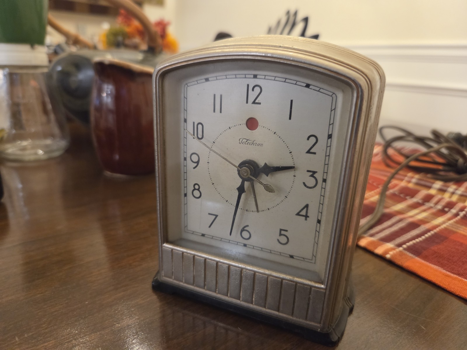 Telechron Alarm Clock # 711 1930s Beautiful Collectible Art Deco FRAYED CORD Telechron Alarm Clock # 711 1930s Beautiful Collectible Art Deco FRAYED CORD