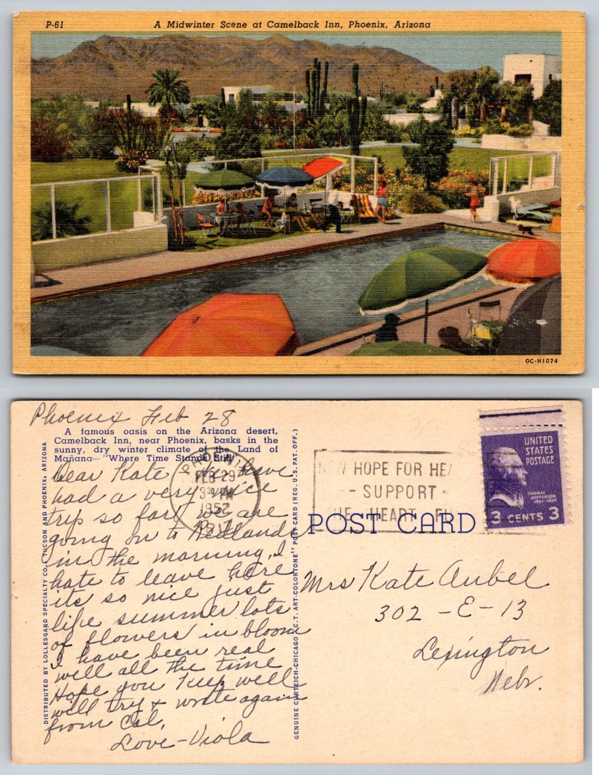 Camelback Inn Phoenix AZ 1952 Postcard Pool Scene Midwinter Curteich Linen Camelback Inn Phoenix AZ 1952 Postcard Pool Scene Midwinter Curteich Linen