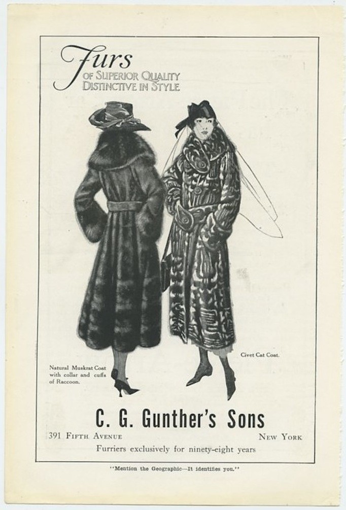 C G Gunther's Sons Furs of Superior Quality Distinctive Style 1918 Vintage Ad 