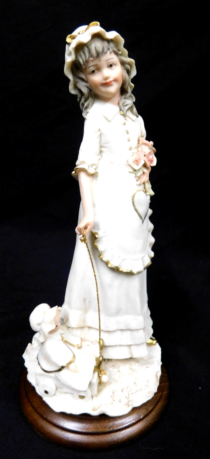 Vintage Auro Belcari Dear 8.5” Tall Girl with Baby Doll Porcelain Figurine