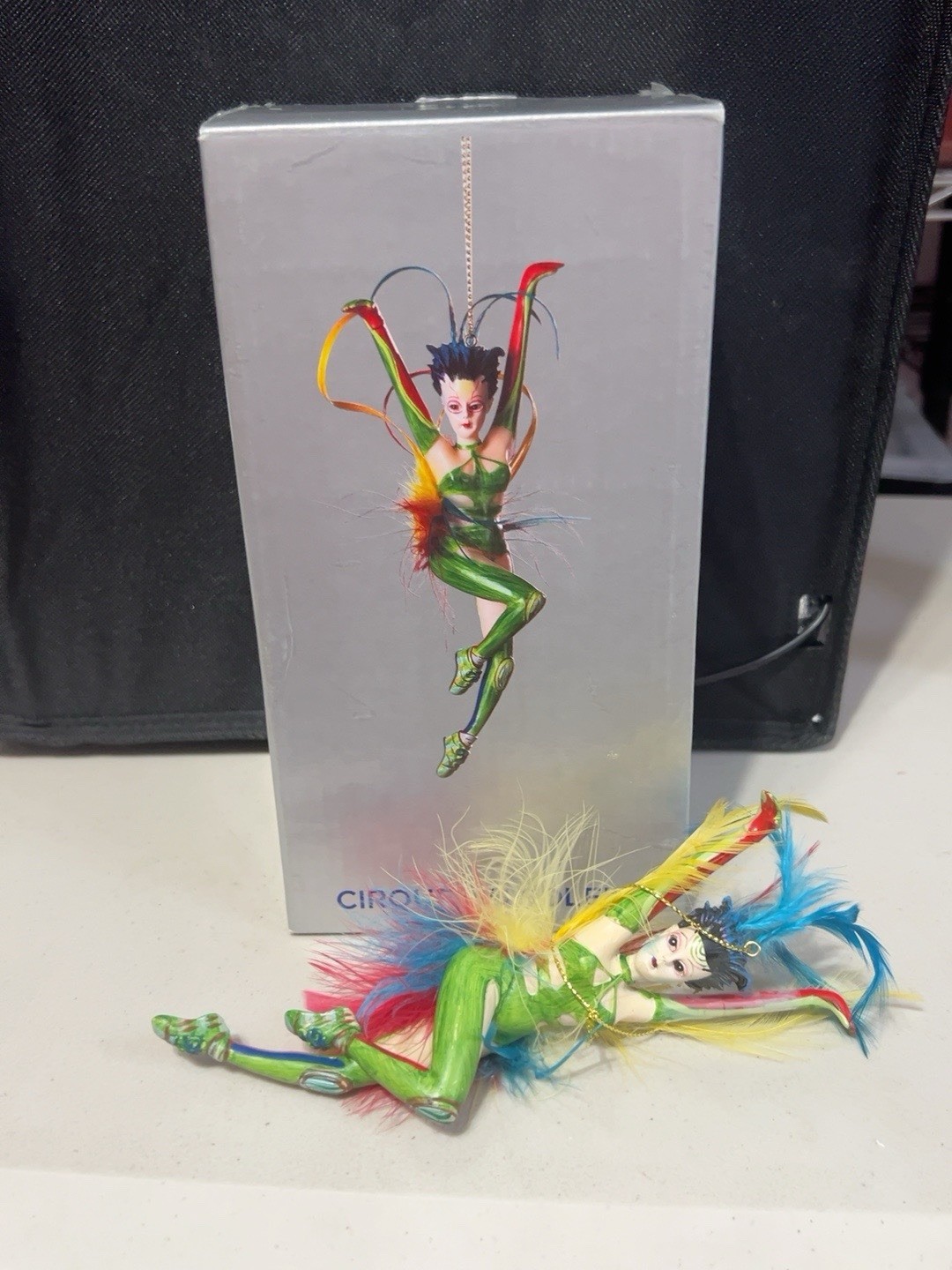 Cirque du Soleil Acrobat Ornament Green Feather Figure Giftcraft w Box Cirque du Soleil Acrobat Ornament Green Feather Figure Giftcraft w Box