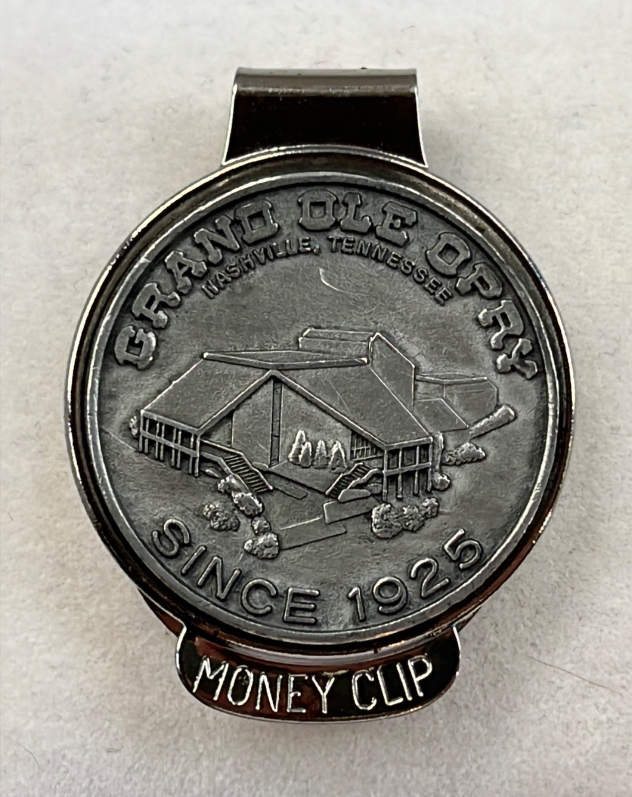 VINTAGE 1980'S - 90'S GRAND OLE OPRY SILVER-TONE METAL SOUVENIR MONEY CLIP