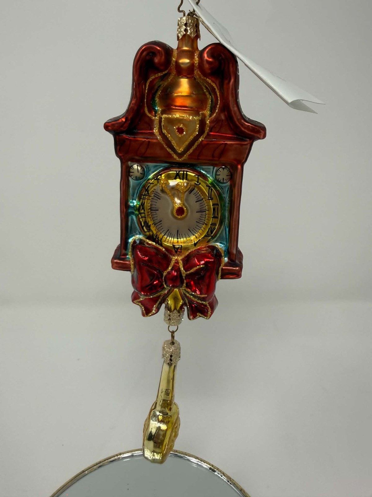 Vintage Retired Christopher Radko Christmas Time Cuckoo Clock Ornament with bow