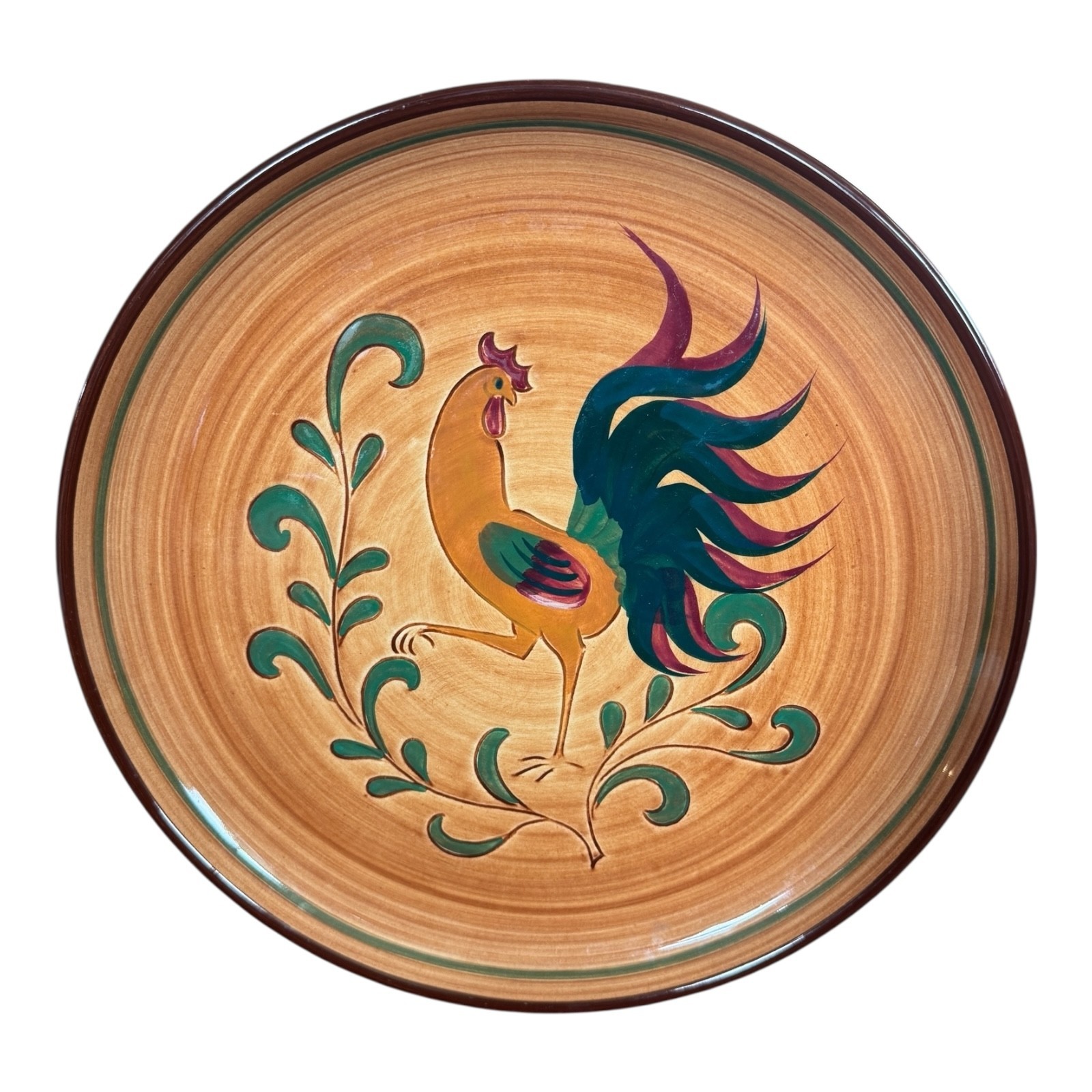 Vintage Folk Art Pennsbury Pottery Red Rooster Charger - Pennsylvania Dutch Vintage Folk Art Pennsbury Pottery Red Rooster Charger - Pennsylvania Dutch
