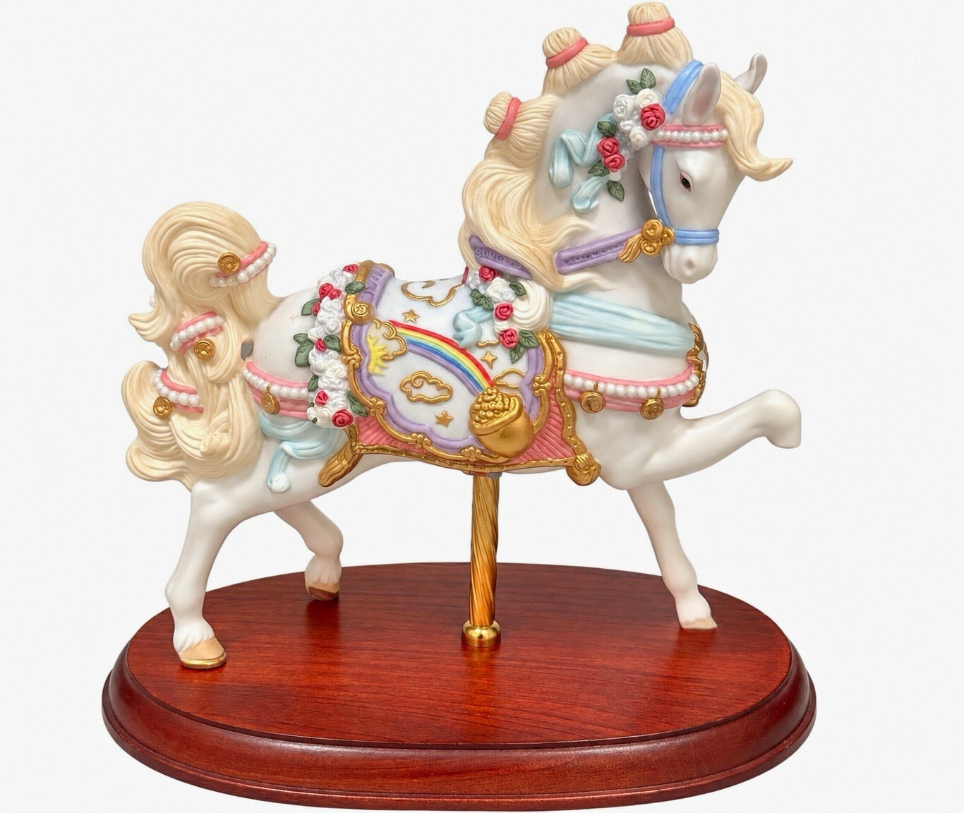 Lenox Limited Edition 1998 Carousel Horse Porcelain Figurine Wood Base