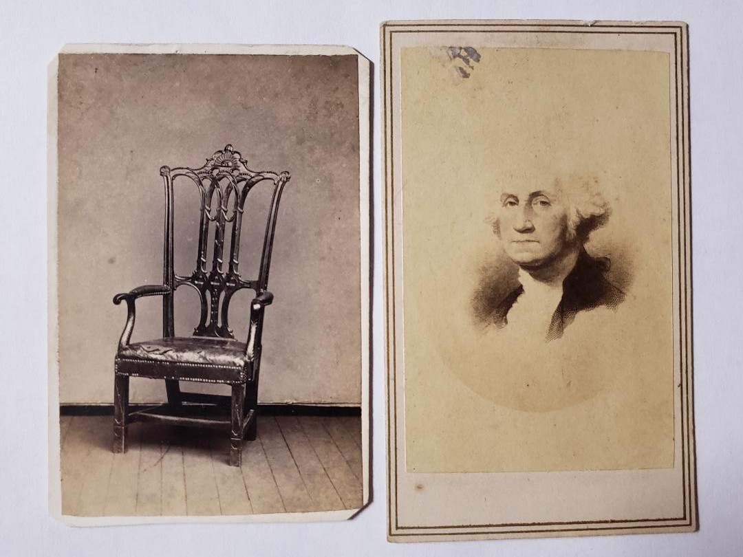 Antique Civil War Photo LOT George Washington & Constitution RISING SUN CHAIR
