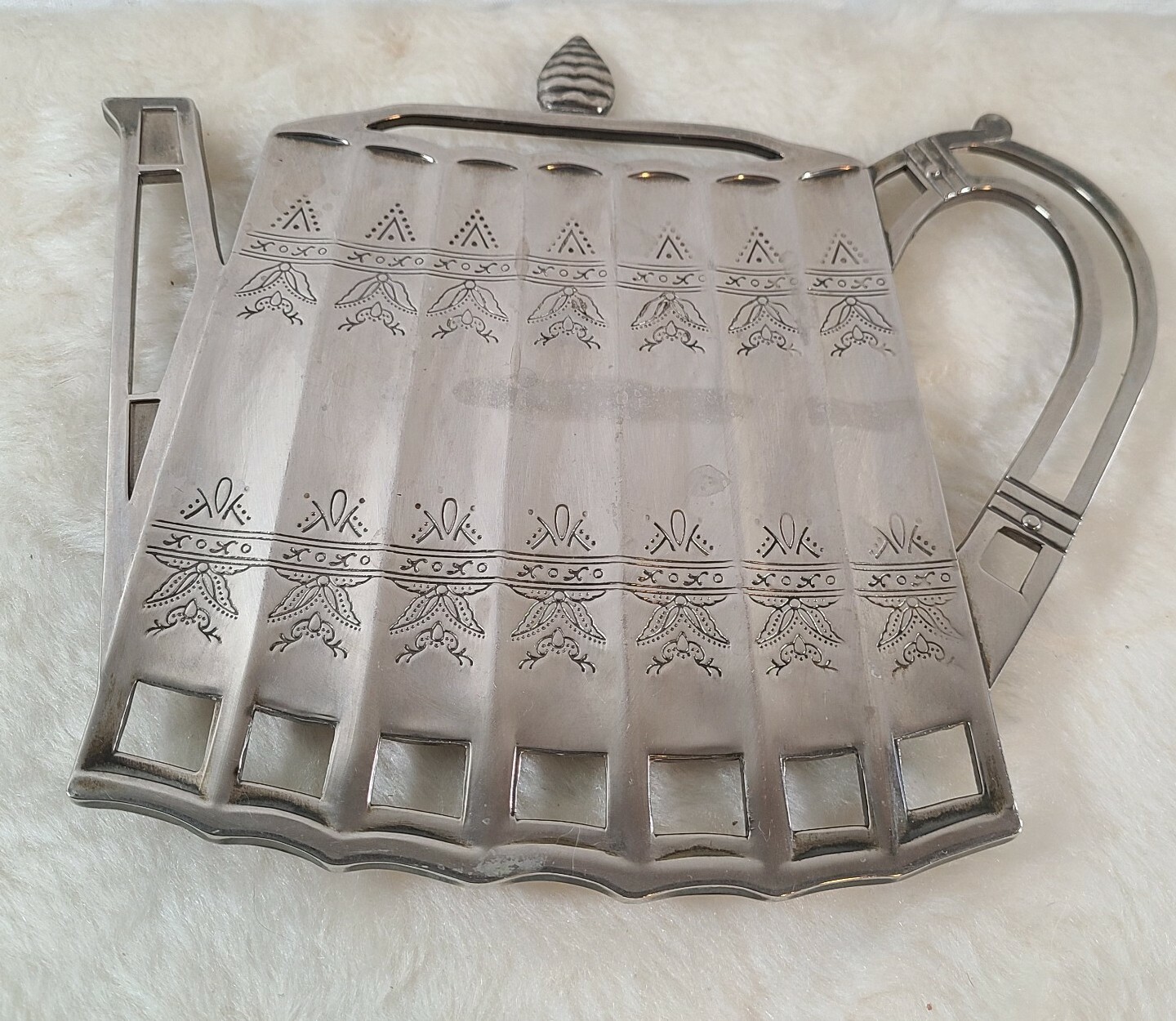  Godinger Silver Plated Teapot Trivet Museum ReCreations Paul Revere 1992 Vintag