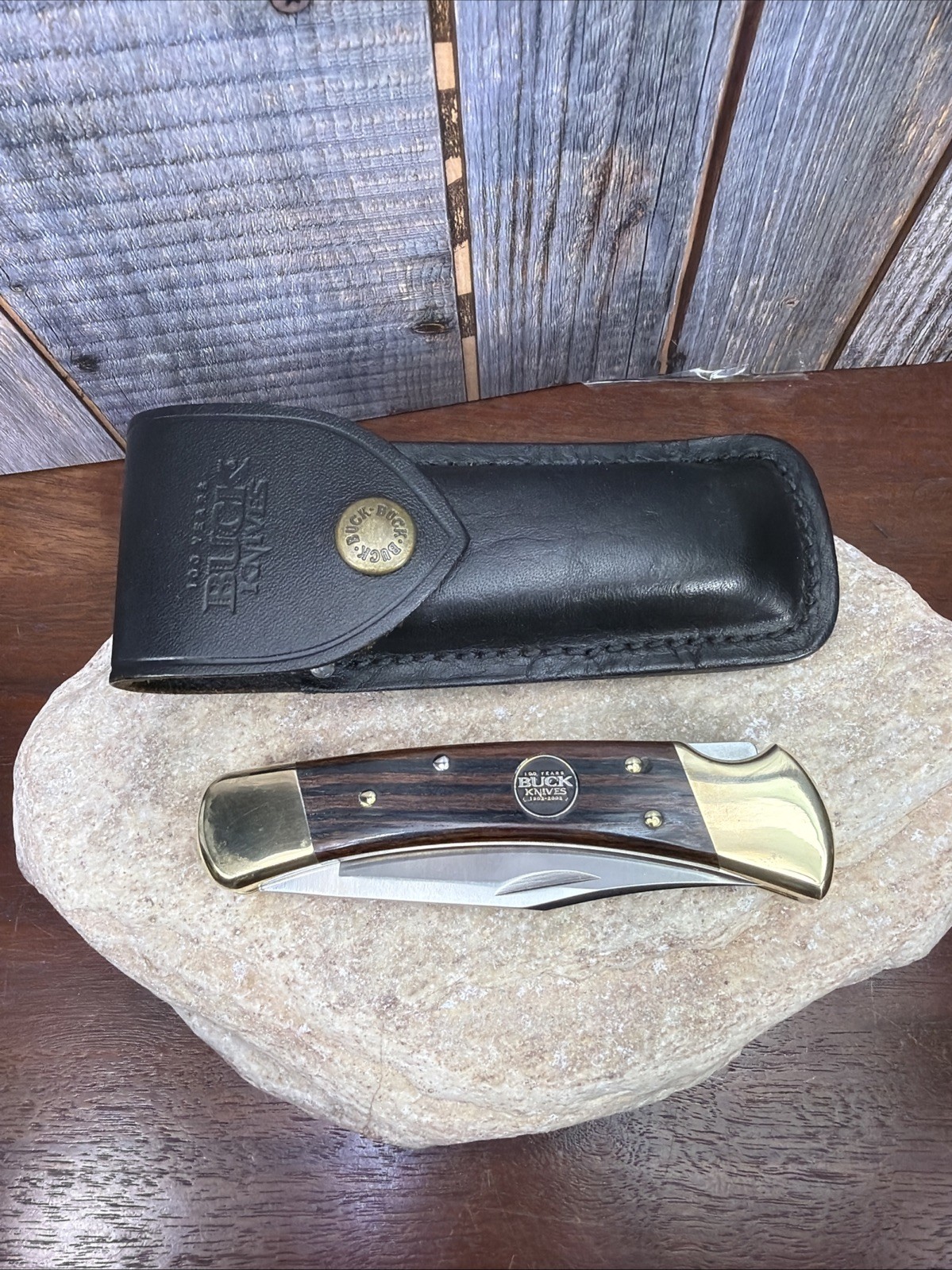 Buck 110 1902-2002 100th Year Anniversary Edition Knife Folding W Leather Case