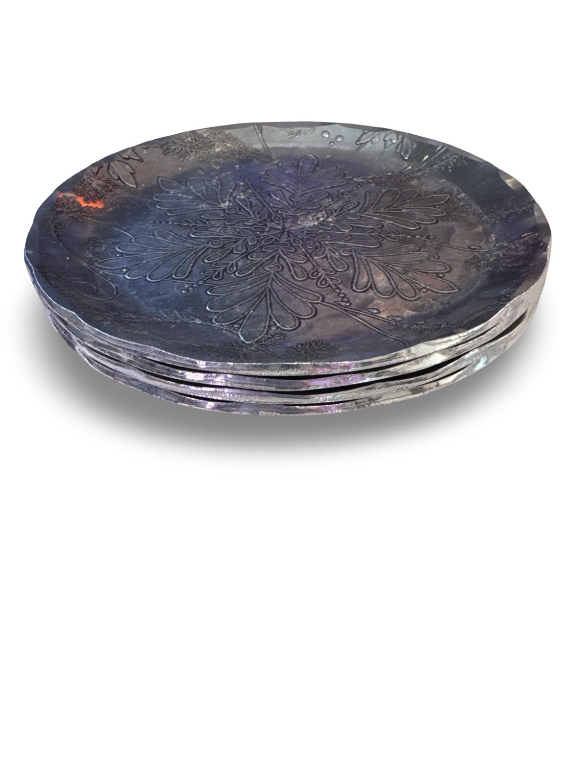Wendell August Forge Snowflake Aluminum Coasters Set of 4 USA Christmas Decor