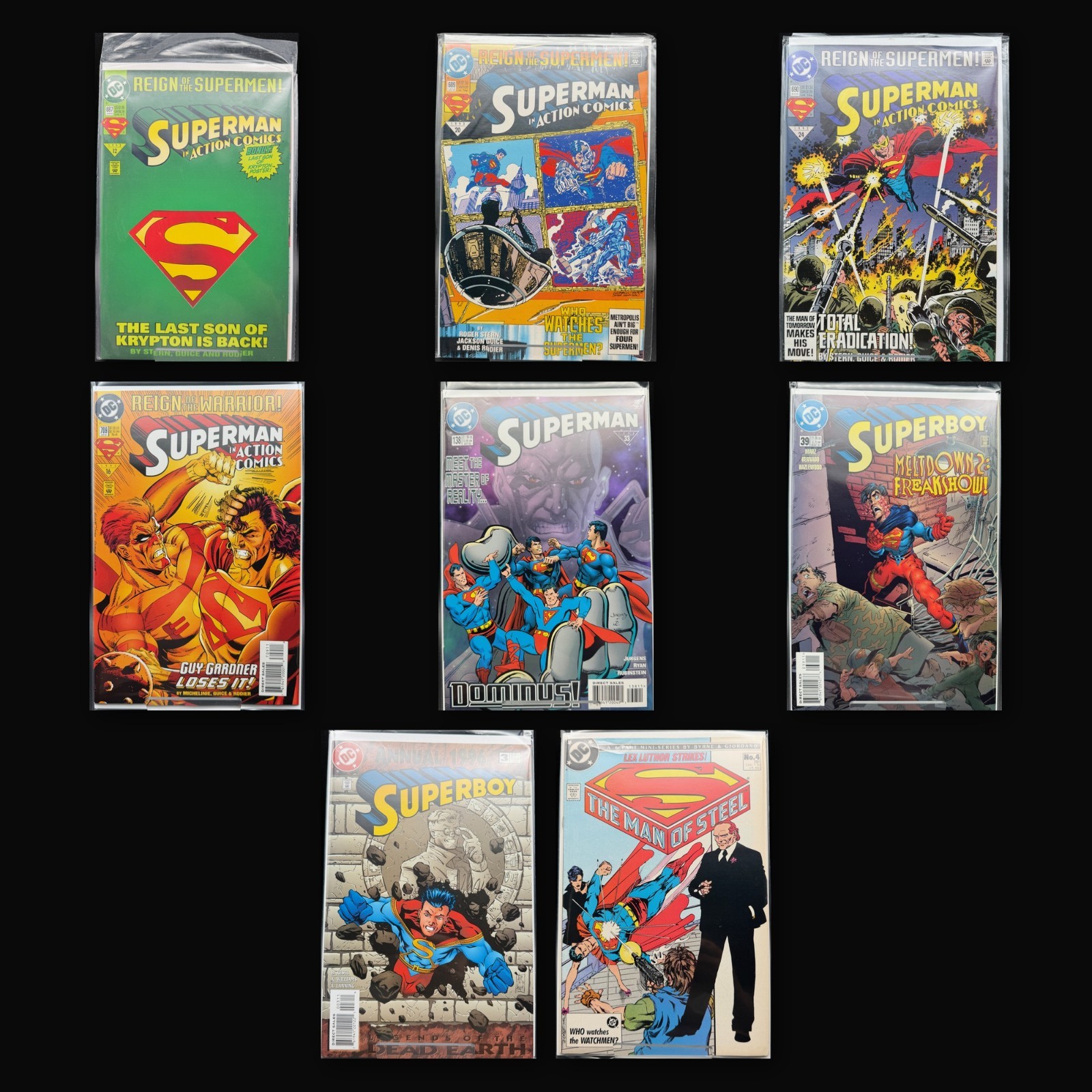 Reign of the Supermen Lot 8 DC Action Comics 687 689 690 Superboy Man of Steel 4 Reign of the Supermen Lot 8 DC Action Comics 687 689 690 Superboy Man of Steel 4