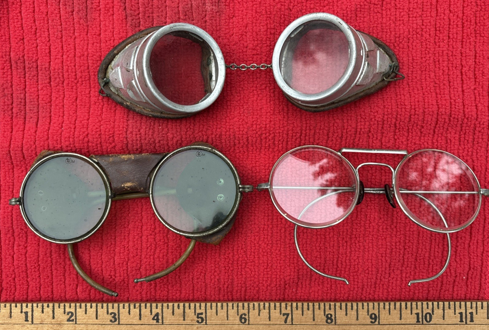 3 Pairs Of Vintage Safety/Steampunk Glasses: Wellsworth, Cesco, Tinted, Estate 3 Pairs Of Vintage Safety/Steampunk Glasses: Wellsworth, Cesco, Tinted, Estate