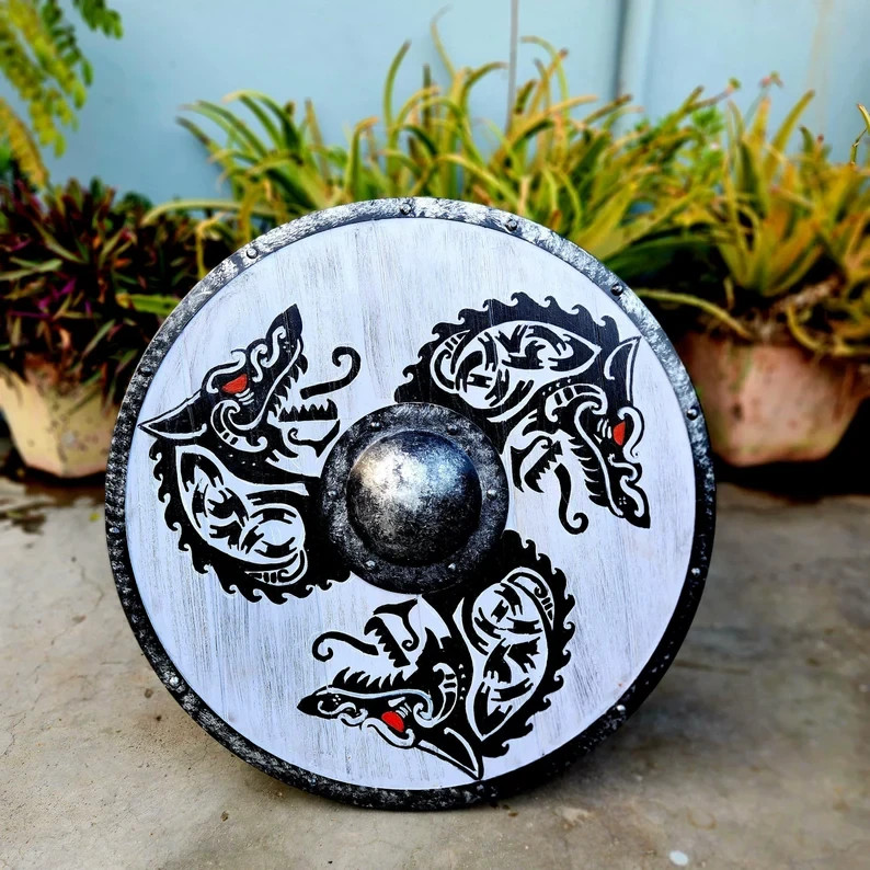 Viking Shield Fenrir Dragon Wooden Shield Norse Warrior LARP Cosplay Decor Gift