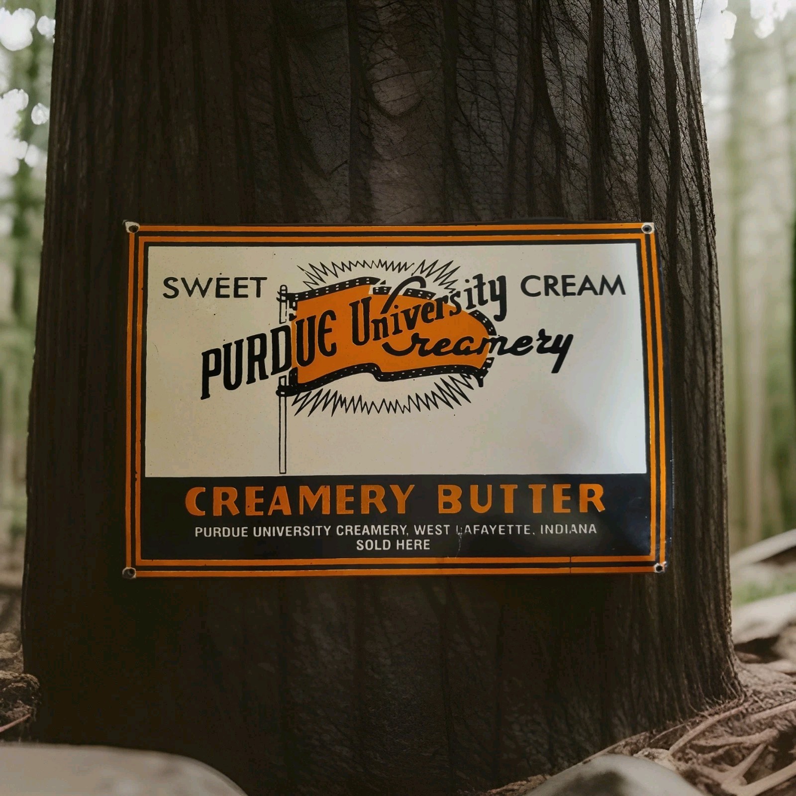 Vintage Purdue University Porcelain Sign West Lafayette Indiana Dairy (15\ Vintage Purdue University Porcelain Sign West Lafayette Indiana Dairy (15\