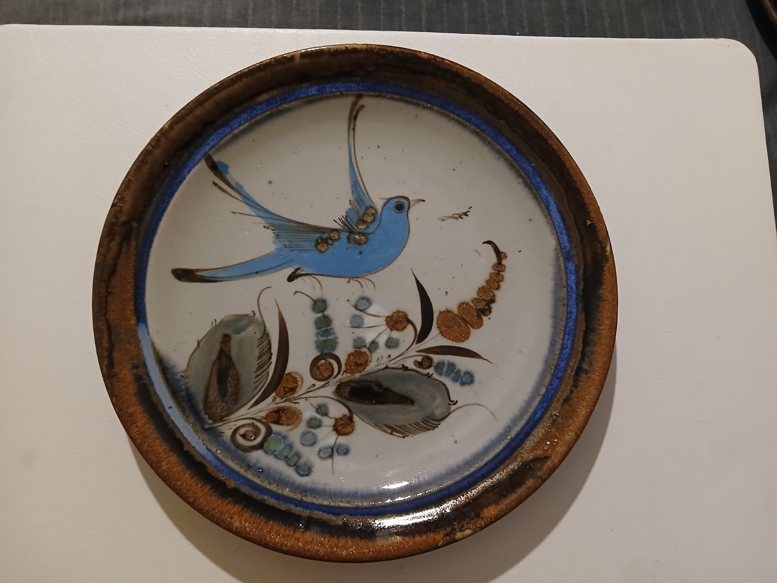 6 Ken Edwards Mexico Blue Bird Folk Art Pottery 10\