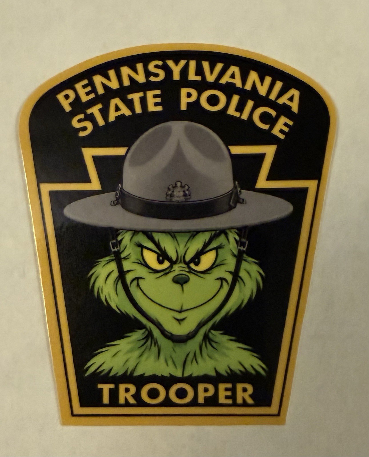 Pennsylvania State Police Patch Vinyl Sticker 3 inch, Grinch