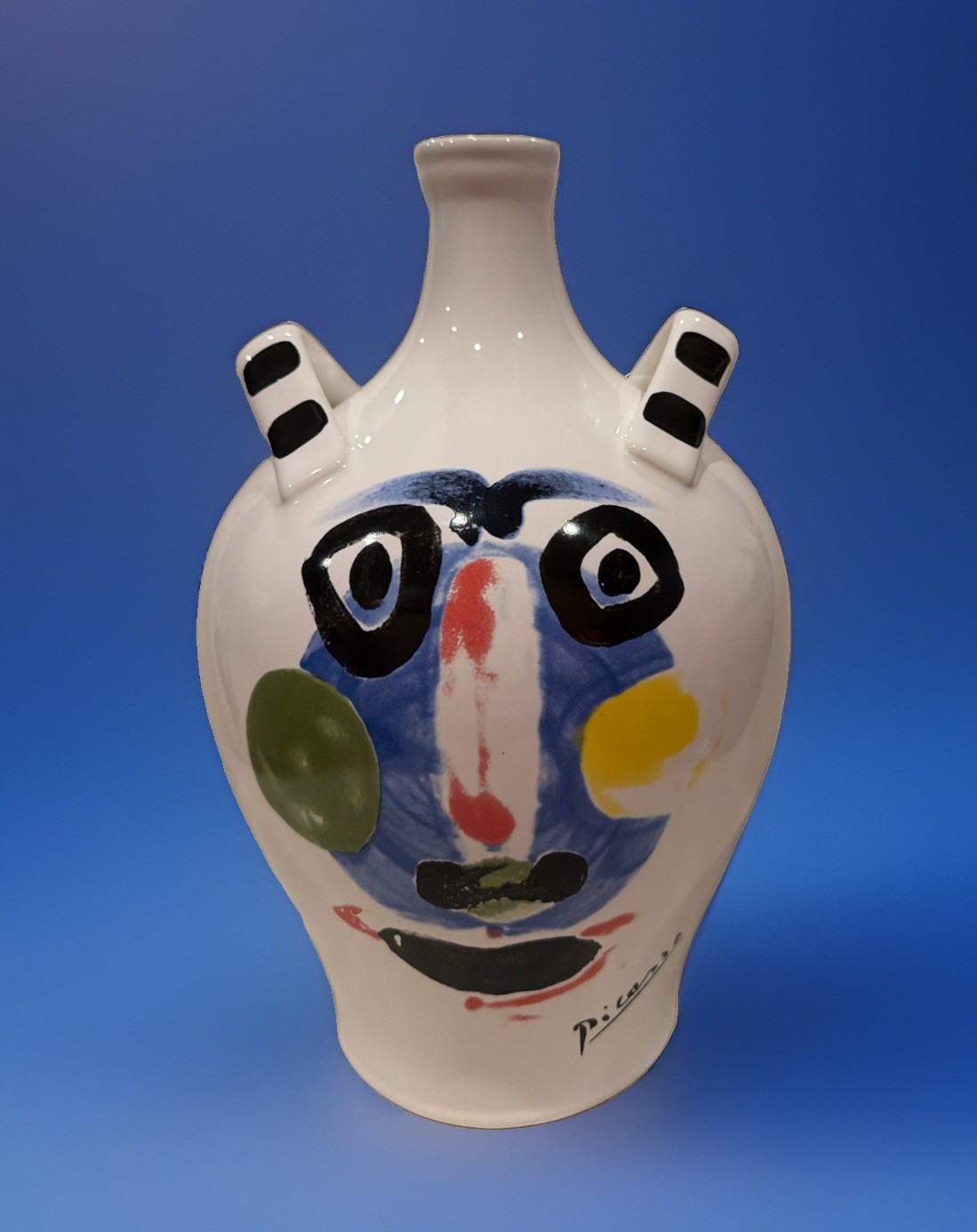 PICASSO ~LIVING FACE 1963~ 12” CERAMIC JUG W/HANDLES  MASTERPIECE EDITIONS LTD.