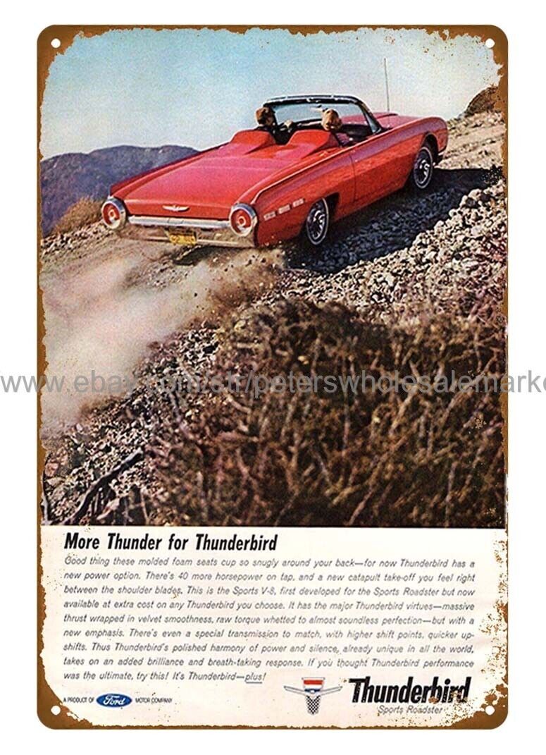 1962 Ford Thunderbird Convertible More Thunder car auto metal tin sign